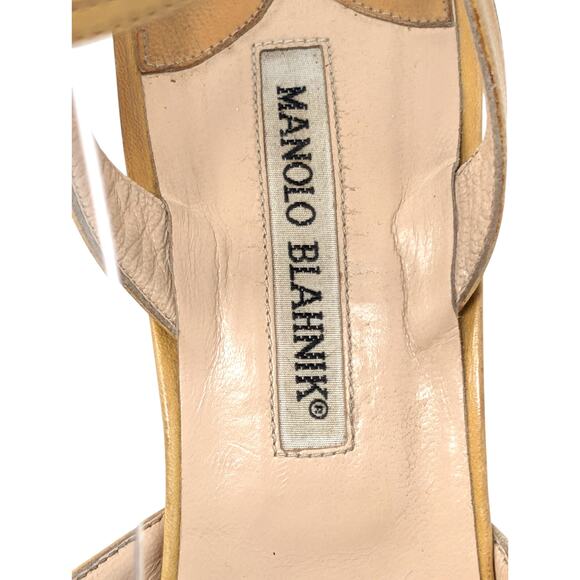 Manolo Blahnik Vintage Tan Slingback Heels Size 39.5 US 9.5 - Picture 5 of 11